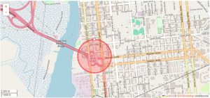 0,2 miles radius map