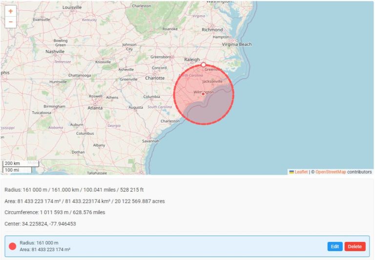 Map Radius Tool: Draw Circle Maps, Calculate Areas & Plan Mile Radius ...
