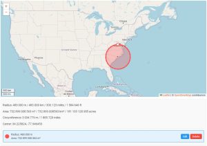 300 miles make circle on map